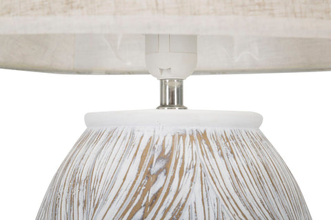 Lampe de table Athenes en Polyrésine et abat-jour en Tissu Beige