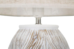 Lampe de table Athenes en Polyrésine et abat-jour en Tissu Beige