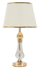 Lampe de table Bratislava métal doré abat-jour tissu beige bordure dorée