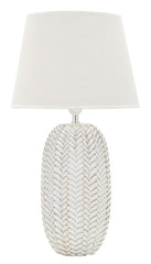 Lampe de table décorations florales en résine Abat-jour tissu Blanc