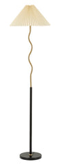 Lampe de sol Closy métal Noir et argent abat-jour Tissu blanc plissé