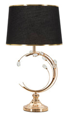 Lampe de table Bruxelles Métal Doré Abat-jour Tissu Noir