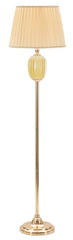 Lampe de sol métal doré abat-jour tissu beige bordure dorée