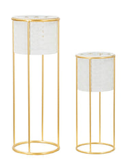 Supports de vase en métal blanc et doré 2 pièces
