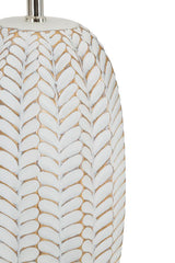 Lampe de table décorations florales en résine Abat-jour tissu Blanc