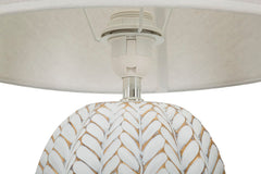 Lampe de table décorations florales en résine Abat-jour tissu Blanc