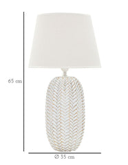 Lampe de table décorations florales en résine Abat-jour tissu Blanc