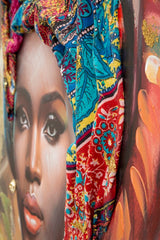 Peinture sur toile avec cadre en bois femme en costumes traditionnels cadre métal doré