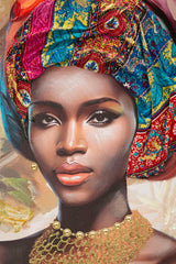 Peinture sur toile avec cadre en bois femme en costumes traditionnels cadre métal doré