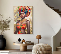 Peinture sur toile avec cadre en bois femme en costumes traditionnels cadre métal doré