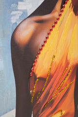 Peinture Daphné sur toile avec cadre en bois et métal doré