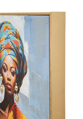 Peinture Daphné sur toile avec cadre en bois et métal doré