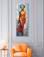 Peinture Daphné sur toile avec cadre en bois et métal doré