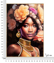 Peinture sur toile Zena cadre bois et métal doré