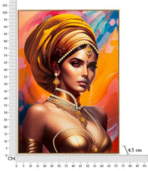 Tableau peinture Samira cadre bois et métal doré