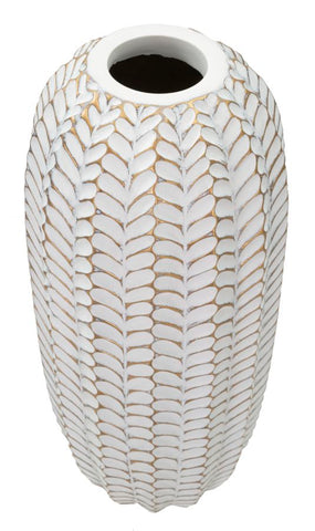 Vase décoratif en résine motifs feuilles