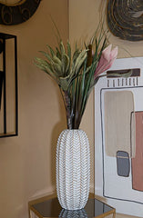 Vase décoratif en résine motifs feuilles