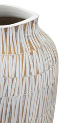 Vase en résine décoré sculptures géométriques et linéaires