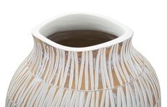 Vase en résine décoré sculptures géométriques et linéaires