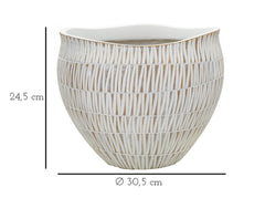 Cache-pot en résine décoré de sculptures géométriques