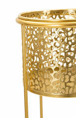 Porte-vases en métal doré ensemble de 2 pièces décorés de sculptures irrégulières