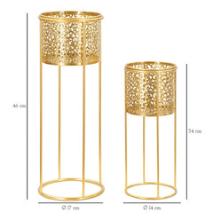 Porte-vases en métal doré ensemble de 2 pièces décorés de sculptures irrégulières