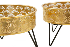Porte-vase en métal doré Zanny avec support en métal noir, ensemble 2 pcs