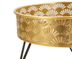 Porte-vase en métal doré Zanny avec support en métal noir, ensemble 2 pcs