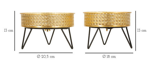 Ensemble supports de vase 2 pcs métal doré et noir
