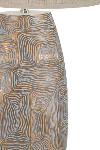 Lámpara de mesa de resina Eclips Tower pantalla de tela Beige