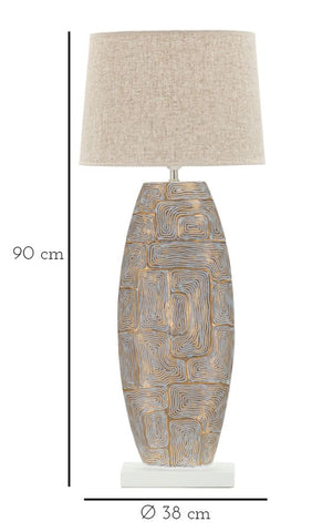 Lámpara de mesa de resina Eclips Tower pantalla de tela Beige