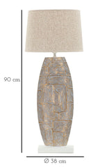 Lampe de table en résine Eclips Tower abat-jour en tissu Beige