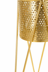 Porte-vases métal doré ensemble de 2 pièces décoré de sculptures rondes irrégulières