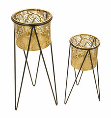Porte-vases en métal doré Drakkar pieds en métal noir