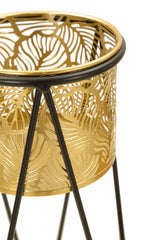 Porte-vases en métal doré Drakkar pieds en métal noir