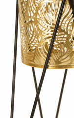 Porte-vases en métal doré Drakkar pieds en métal noir