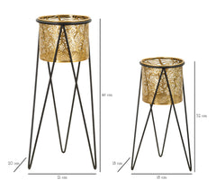 Porte-vases en métal doré Drakkar pieds en métal noir