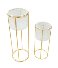 Supports de vase en métal blanc et doré 2 pièces