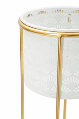 Supports de vase en métal blanc et doré 2 pièces