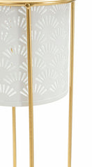 Supports de vase en métal blanc et doré 2 pièces