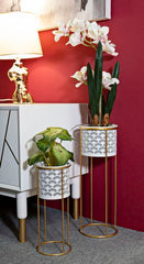 Supports de vase en métal blanc et doré 2 pièces
