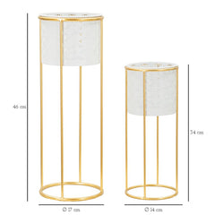 Supports de vase en métal blanc et doré 2 pièces