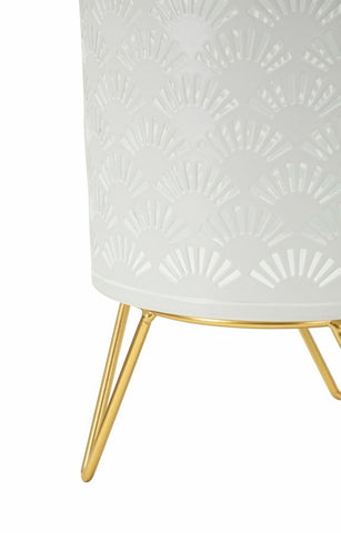 Ensemble de porte-vase Carly métal blanc et support doré