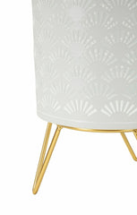 Ensemble de porte-vase Carly métal blanc et support doré