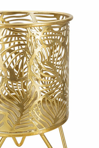 Porte-vase en métal doré avec décorations feuilles set de 2