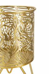 Porte-vase en métal doré avec décorations feuilles set de 2