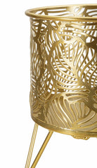 Porte-vase en métal doré avec décorations feuilles set de 2