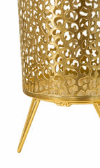 Ensemble de 2 vases porte-épingles métal doré décoré de sculptures irrégulières