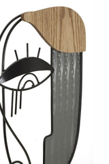 Sculpture visage cubiste métal et MDF base ronde
