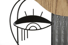 Sculpture visage cubiste métal et MDF base ronde